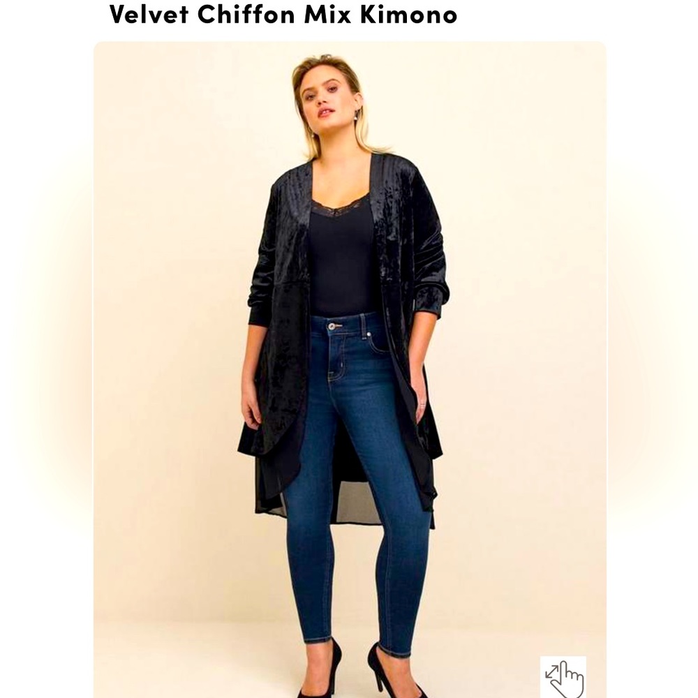 Velvet chiffon black kimono